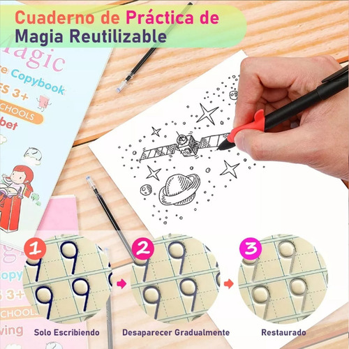 Cuadernos De Caligrafía Reutilizables Kit 4pcs Con Accesoris