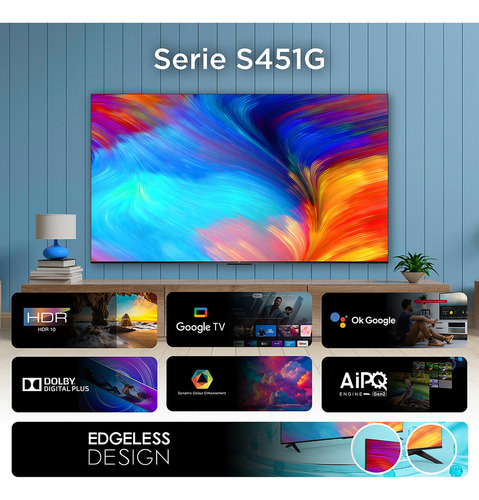 Televisor Led Tcl 4k Hdr Smart Google 65s451g Negro