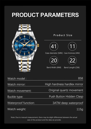 Reloj De Pulsera Poedagar Para Hombre Date Week 858