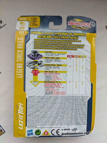Beyblade Metal Fight Hasbro Bb-13 Legend Torch Aries (Usado)