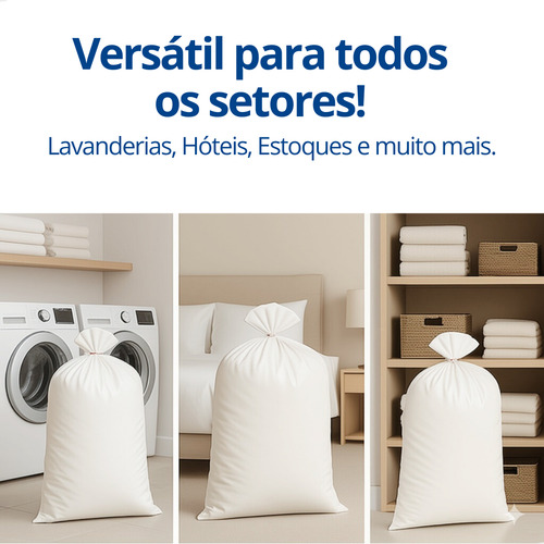 10 Sacos De Ráfia Grande 60x85 Laminado Com Corda Cor Branco