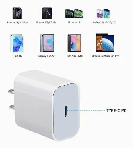 Cargador 20w Carga Rápida Para iPhone Tipo C Cable Lightning