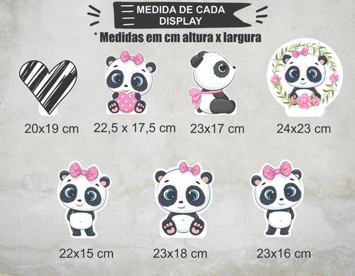 Imagem 2 de 7 de Kit Festa Painel + Displays Panda Aniversário Menina