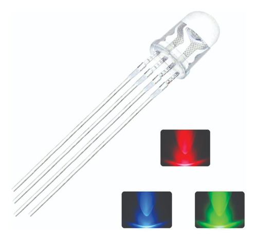 100 X  Led's Rgb 5mm 4 Term. Vr/vd/az Ard ( 100 Unid. )  