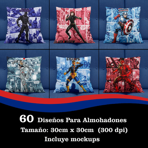 Diseños / Plantillas Para Almohadones De Superheroes Comics