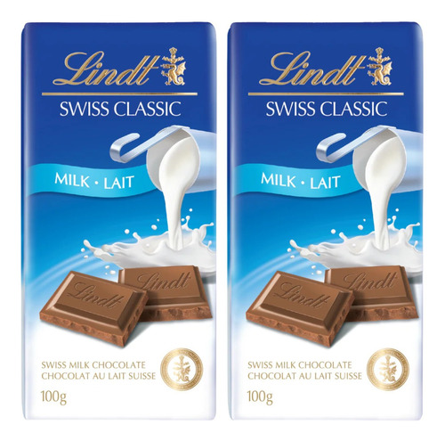 Chocolate Lindt Swiss Classic Semiamargo Con Leche 100gr. X2