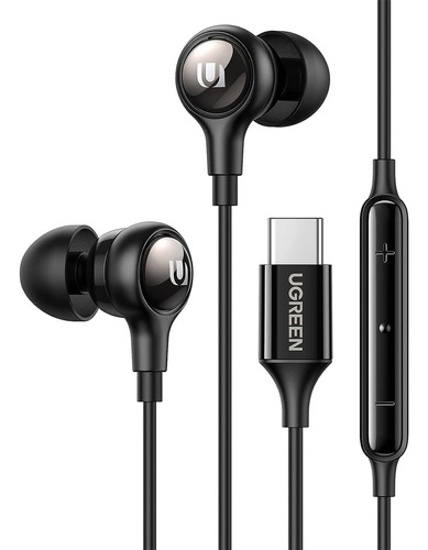 Auriculares Ugreen USB-C con cable Android con aislamiento de ruido, color negro