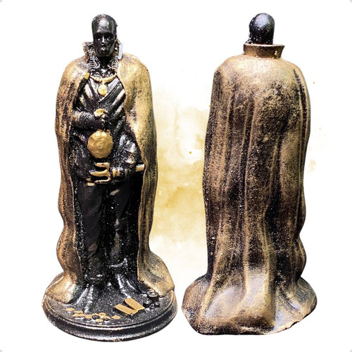 Mini Exu Capa Dourada 10 Cm - Resina - Umbanda Candomble Cor Dourado