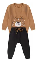 Comprar Conjunto Roupa Menino Moletom Peluciado Inverno Chocolate