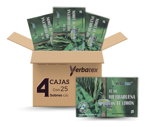 Pack 4 Té De Hierbabuena Con Té Limón C/25sobres De 1gr 