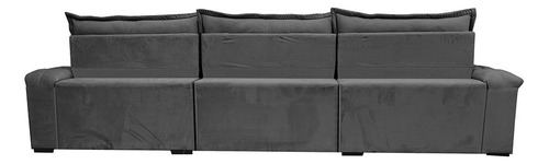 Sofá Retrátil 3,55m Cama Inbox Big Fresh. Com Softgel d40 Cor Cinza
