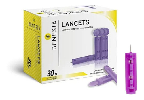 Lancetas Esteriles Desechables  100 Pc Benesta  30g Glucosa