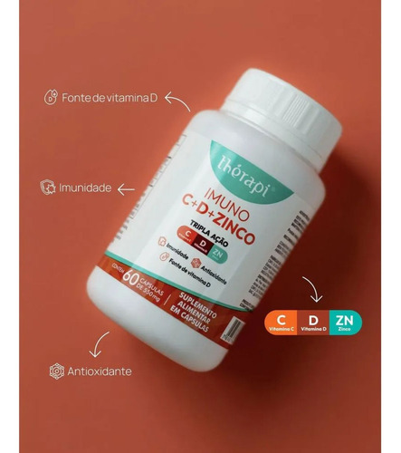 Imuno C+ D + Zinco Tripla Ação 60 Capsulas 550 Mg Therapi