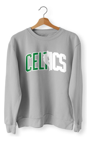 Buzo Nba Cuello Redondo Boston Celtics Logo Celtics Gris