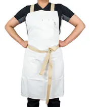Comprar Mandil Chef De Peto Banda Cruzada Negro Chef Mode, Ideal Para Barra Cocina O Servicio.