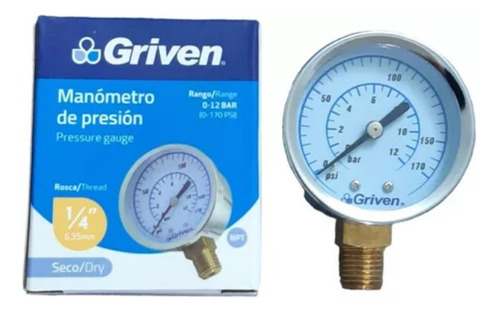 Manometro Compresor 1/4 0-170 Psi Griven  