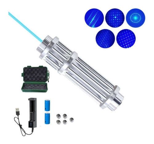 Kit Puntero Laser Azul 10.000mw 5 Caleidoscopio Funda