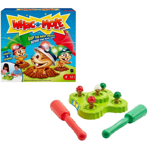 Mattel Whac A Mole Juego De Mesa Para Niños 1 O 2 Jugadores