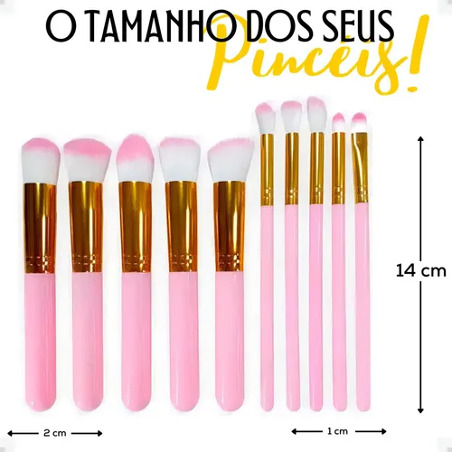 Kit Kabuki 10 Pincéis Rosa | MercadoLivre