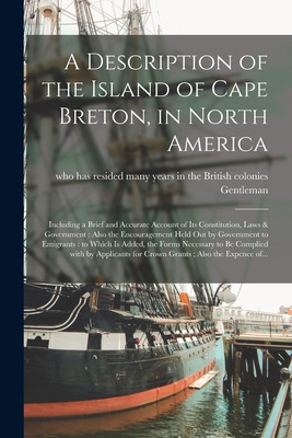 Libro A Description Of The Island Of Cape Breton, In Nort...
