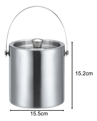 Cubo De Hielo De Acero Inoxidable Con Tapa Y Pinzas Con 2l