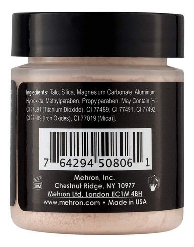 Polvo Base Beige Mehron, Polvo De Fijación Ultrafino 1 Oz. Tono Del Primer Beige Suave