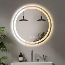 Comprar Espejo Led Baño Redondo Touch 60 * 60cm, Espejo De Tocador Moderno Redondo,espejo De Pared Regulable Con Antivaho Y Botones Táctiles Inteligentes,3000k\u002F4000k\u002F6000k 3 Modo Luz Ajustable,marco Nude