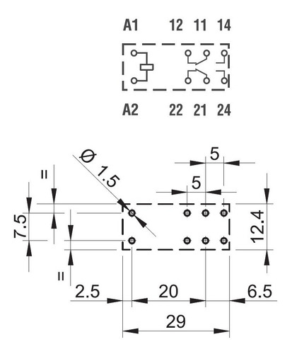 40.52.9.012.0000 Relevador Encapsulado Finder 12v DC 8Pin