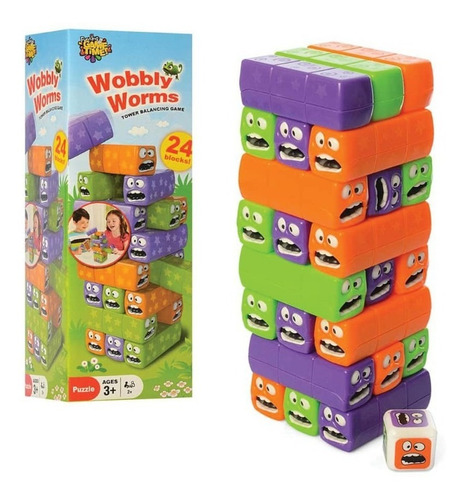 Imagen 1 de 3 de Juego De Mesa Modo Jenga - Wobbly Worms Torres Y Bloques