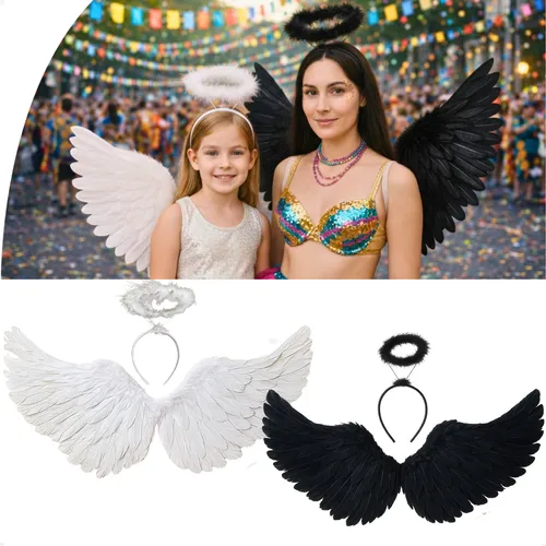 Fantasia Asa Anjo Tiara Infantil Adulto Halloween Carnaval