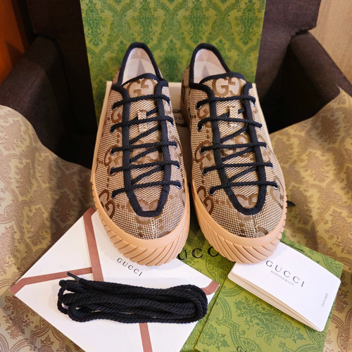 Tenis Gucci Lows Big Gg Canvas Beige Talla Eur 37