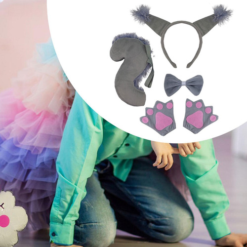 Disfraz De Animales De Halloween, Trajes De Gris Con Guantes