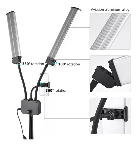 Luz De Relleno Led Flexible De Doble Brazo, Bicolor