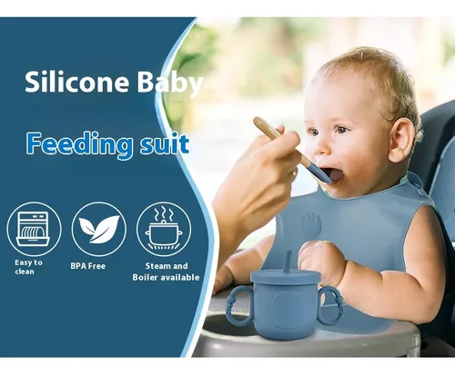 ¡feliz Comida! Juego De Cubiertos De Silicona Para Bebé.