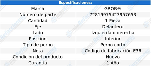 1 Rótula Del Izq/der Inf P/bmw 328is 96 Al 98 Grob