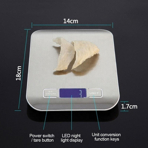 Imagen 3 de 6 de Balanza Gramera Digital De Cocina 5000 Gramos 5 Kilos Tara