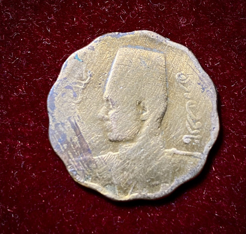 Moneda 10 Milliemes Egipto 1938 Km 361 Faruq (Usado)