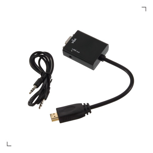 Adaptador HDMI para VGA Conversor HDMI para VGA HD 1080p Entrada HDMI macho para saída VGA fêmea+cabo de áudio de 3,5 mm preto Jeeyee, entrada VGA não é compatível com saída HDMI