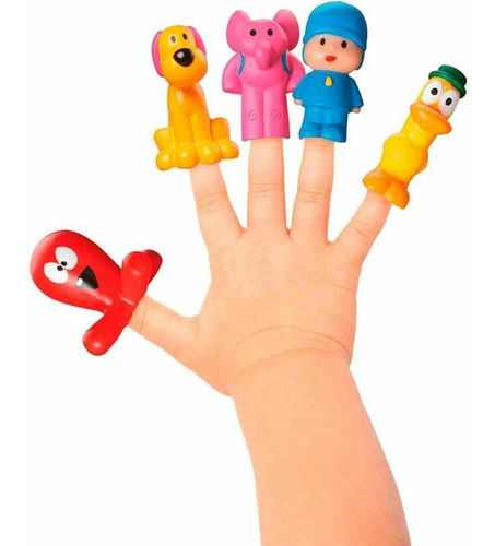Imagem 2 de 3 de Coleção Turma Do Pocoyo Dedoche 5 Pçs Brincar Banho