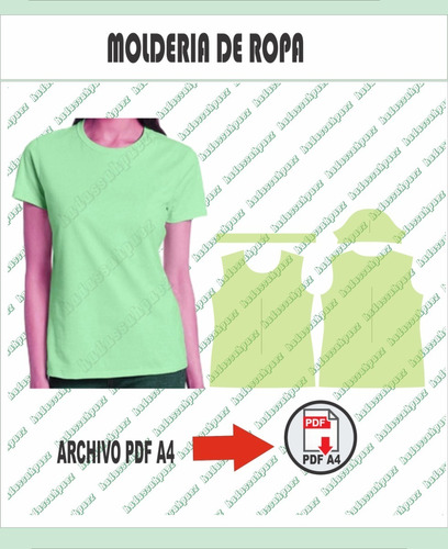 Molderia Textil Imprimible En Pdf A4  Remera Mujer