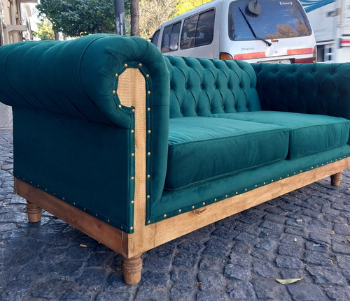 Sillón Sofá Chesterfield Rústico 3c De 2.0 Pana Antimanchas 