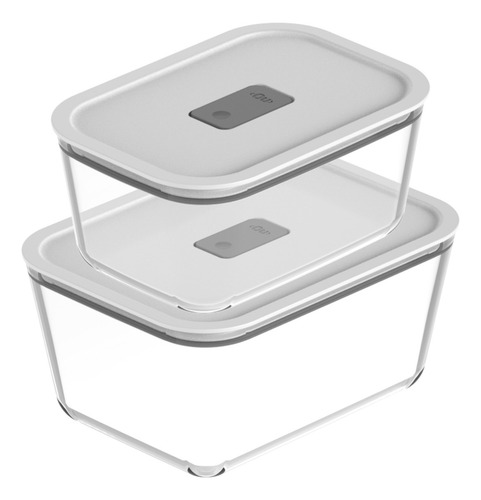 Kit 2 Pote De Vidro Hermético Multiuso 2,4l + 1,2l Ou Branco