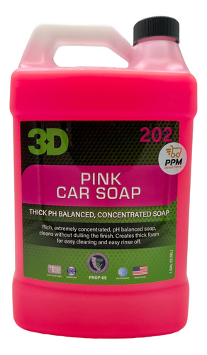 3d Pink Car Soap Shampoo Ph Neutro Concentrado 1gal.