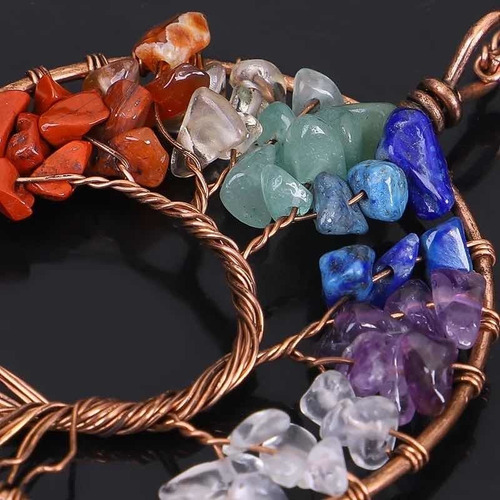 Collar Arbol De La Vida 7 Chakras Color Azul