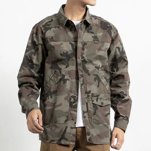 Camisas Militares De Camuflaje Para Hombre, Mangas Largas Re