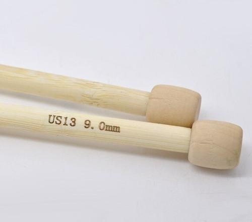 Agujas De Bambú Para Tejer En Dos X35cm 7mm-10mm Tejido