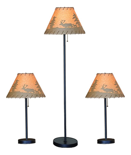 Catalina 58  Rustic Cabin Lodge 3-piece Table & Floor Lamp S