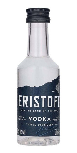 2 Unidades Miniaturas Vodka Eristoff Triple Destiled 50ml