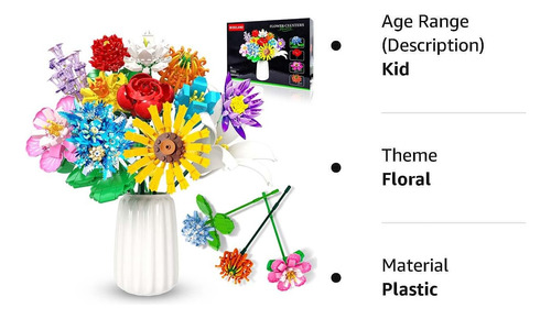 Kit Construcción Ramo Flores 1009 Pzas - 12 Uds