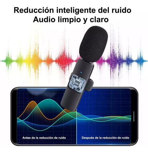 Micrófono De Solapa Inalámbrico 3 En 1 Con Cancelación De Ruido Para iPhone, Android Y Cámara